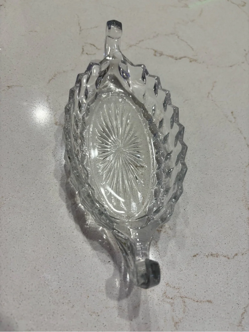 Vintage Fostoria American Clear Glass Gondola / Boat Shaped Relish Dish